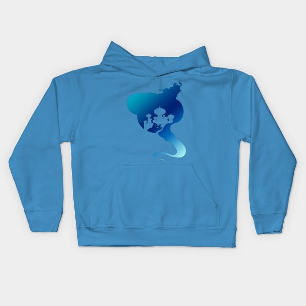 Aladdin Silhouette Blue Kids Hoodie by Nykos